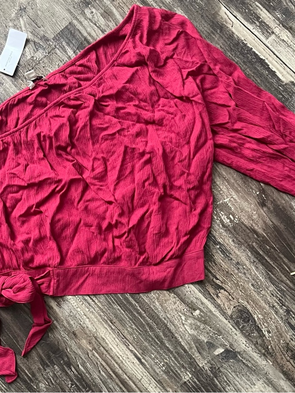 American Eagle Women's Fuschia Tie-Hem One Sleeve Top